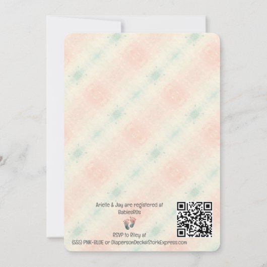 「誰を推測」が超音波ベビーシャワーを明らかにする 招待状 (裏面)