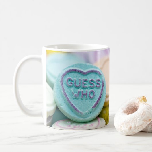 "誰を推測"愛するハートスイーツマグ コーヒーマグカップ (ドーナツ)