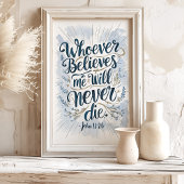 "誰信じが"ジョン11:26ウォールアート ポスター