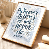 "誰信じが"ジョン11:26ウォールアート ポスター