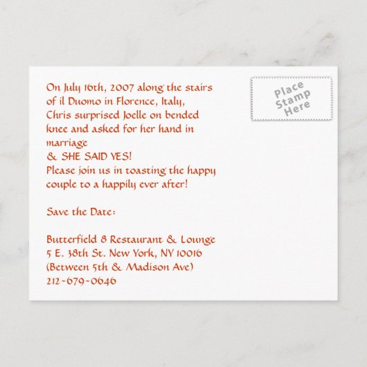 誰婚約したが結婚するか当ててみろ!!! 案内ポストカード (裏面)