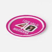 誰40歳の誕生日を見る2写真白ピンクパーティー ペーパープレート (アングル)