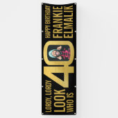 誰40 40歳の誕生日パーティー写真黒金ゴールド 横断幕 (縦)