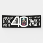 誰40 40th誕生日パーティー写真白黒 横断幕 (横)
