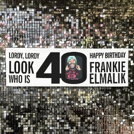 誰40 40th誕生日パーティー写真白黒 横断幕