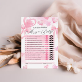 誰、ママまたはパパ、ハート赤ちゃんシャワーのゲーム