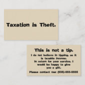 課税は盗難です: 先端カード 名刺 (正面/裏面)