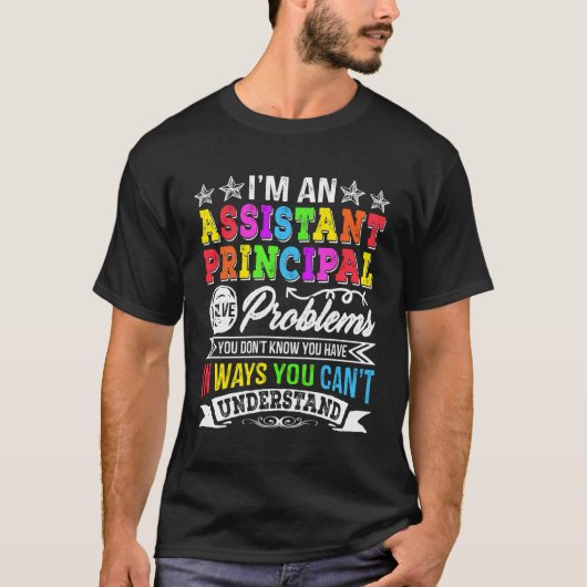 課題解決アシスタントおもしろい校長私 Tシャツ (正面)