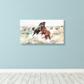課題（米国西部で戦う馬） キャンバスプリント (インサイチュ (ウッドフロア))