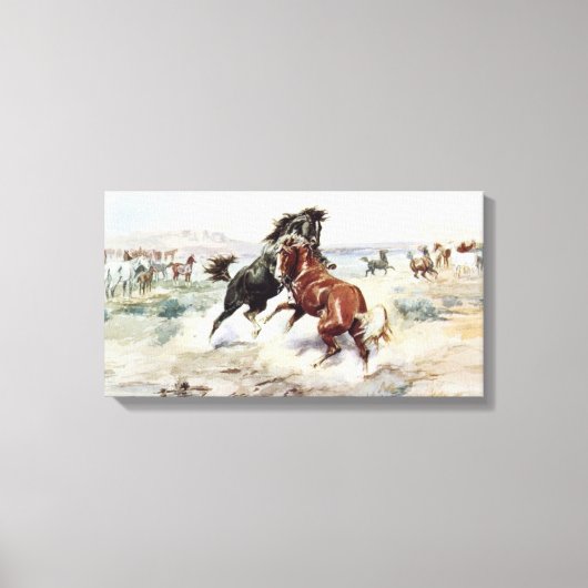課題（米国西部で戦う馬） キャンバスプリント (正面)