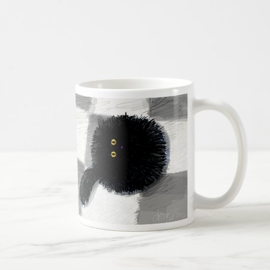 調べている黒猫 コーヒーマグカップ (右)