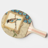 調べる枝のブラウンそして青い鳥 卓球ラケット (横)