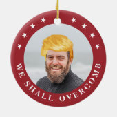 調べ過ぎよう |トランプの髪の写真 セラミックオーナメント (裏面)