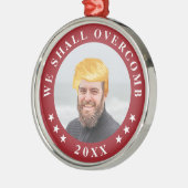 調べ過ぎよう |トランプの髪の写真 メタルオーナメント (左)