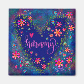 調和かわいらしハートのモダン花 マグネット (正面)