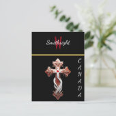 調和のとれたブレンド：デザインとクロス赤と白する ポストカード (スタンド正面)