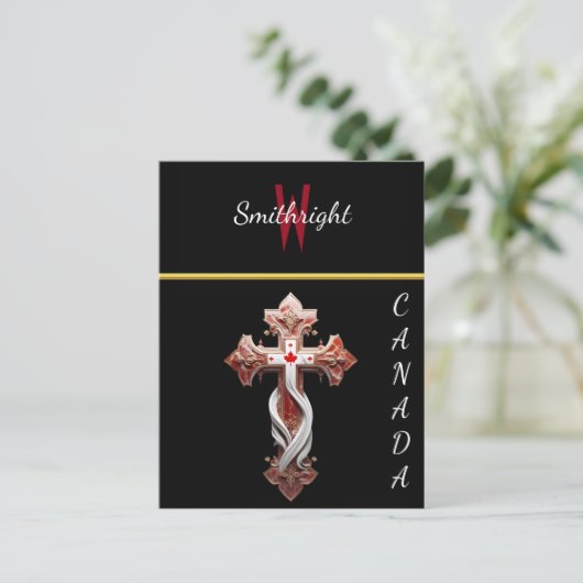 調和のとれたブレンド：デザインとクロス赤と白する ポストカード (スタンド正面)