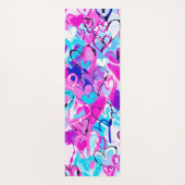 調和のとれた喜び：青とピンクのグラフィティハート ヨガマット (裏面)