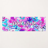 調和のとれた喜び：青とピンクのグラフィティハート ヨガマット (正面(横))