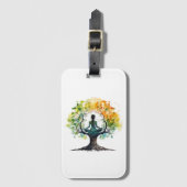 調和のとれた生き物マンダラ – レインボーウォーター色Y ラゲッジタグ (正面縦)