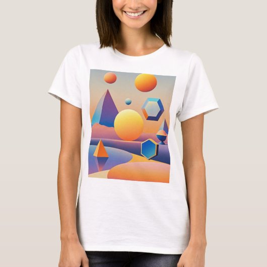 調和のとれた質感、グラデーションのブレンド Tシャツ (正面)