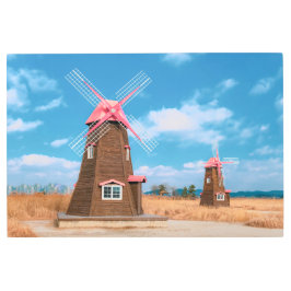 調和の動き：風車の優雅さ メタルプリント