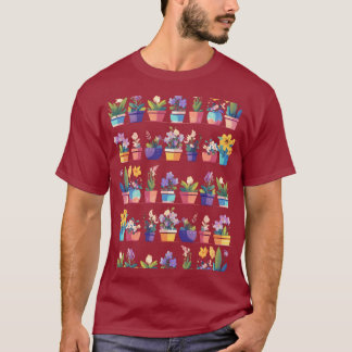 調和の咲くカラフルポット Tシャツ
