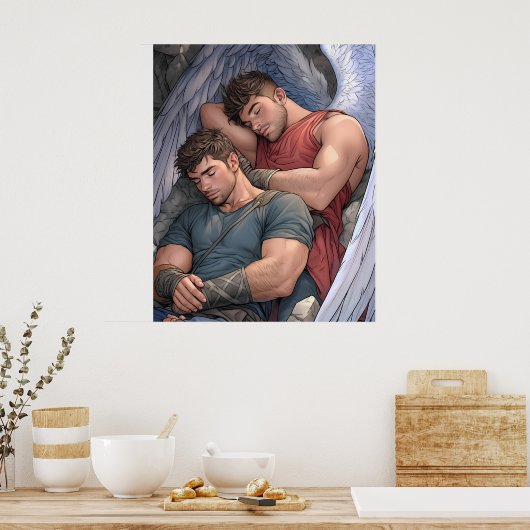 調和の翼 – 男らし男性妖精のポスター ポスター (キッチン)