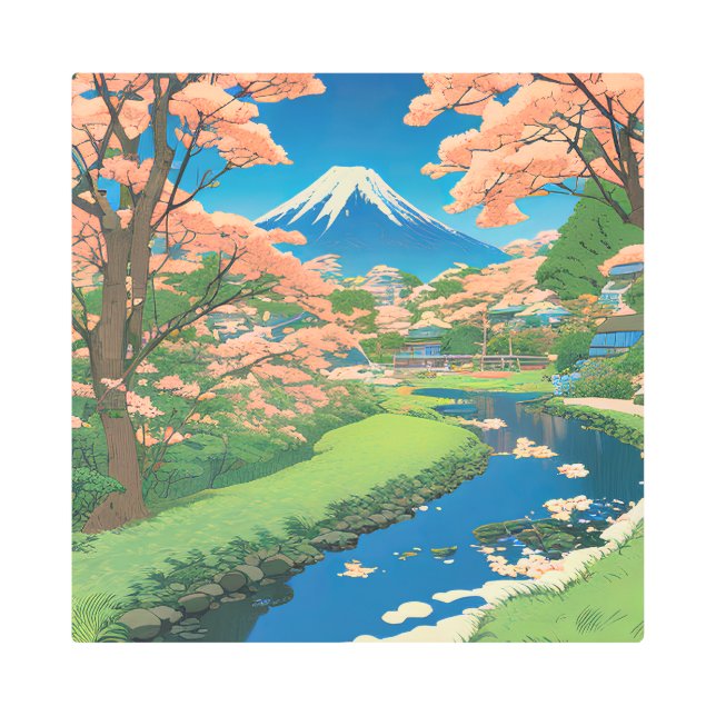 調和の自然、ヴィンテージアート メタルプリント (正面)