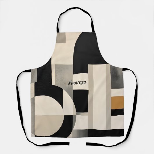 調和の色合い： Bとwの抽象芸術合成 エプロン (正面)