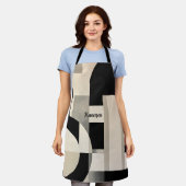 調和の色合い： Bとwの抽象芸術合成 エプロン (着用した状態)