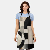 調和の色合い： Bとwの抽象芸術合成 エプロン (着用した状態)