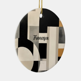 調和の色合い： Bとwの抽象芸術合成 セラミックオーナメント