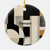 調和の色合い： Bとwの抽象芸術合成 セラミックオーナメント (裏面)