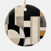 調和の色合い: Bとwの抽象芸術合成 セラミックオーナメント (裏面)