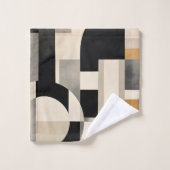 調和の色合い: Bとwの抽象芸術合成 バスタオルセット (ウォッシュタオル)