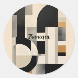 調和の色合い： Bとwの抽象芸術合成 ラウンドシール