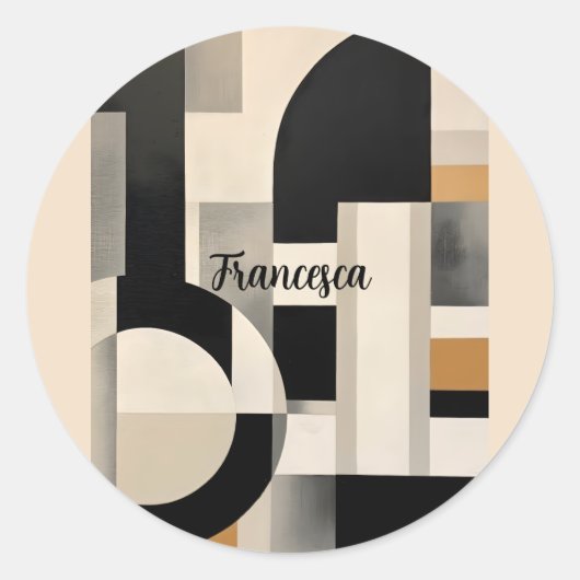 調和の色合い： Bとwの抽象芸術合成 ラウンドシール (正面)