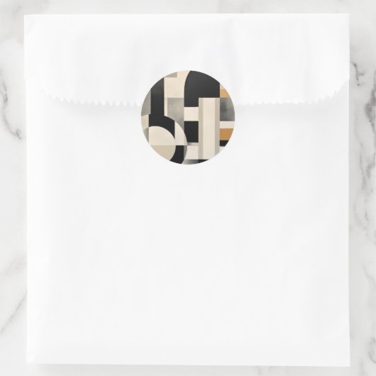 調和の色合い: Bとwの抽象芸術合成 ラウンドシール (バッグ)