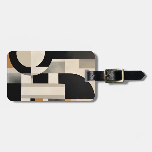 調和の色合い： Bとwの抽象芸術合成 ラゲッジタグ (正面横)