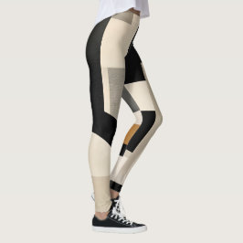 調和の色合い： Bとwの抽象芸術合成 レギンス