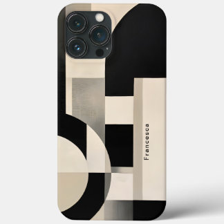 調和の色合い: Bとwの抽象芸術合成 iPhone 13 Pro Maxケース