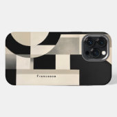 調和の色合い: Bとwの抽象芸術合成 iPhoneケース (裏面横)