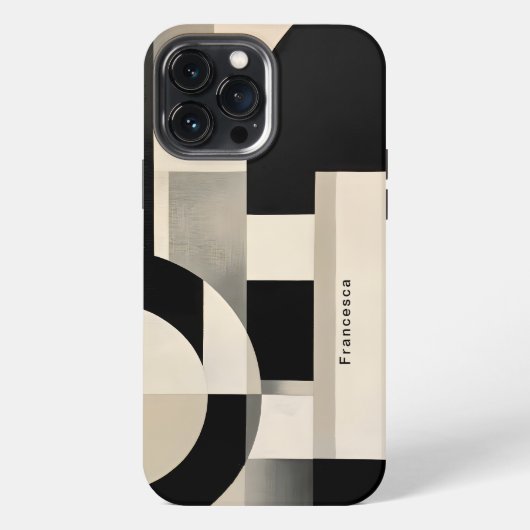 調和の色合い: Bとwの抽象芸術合成 iPhoneケース (裏面)