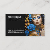 調和の青と金ゴールドの花模様が素敵な女性に 名刺 (裏面)
