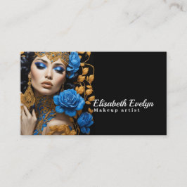 調和の青と金ゴールドの花模様が素敵な女性に 名刺