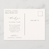 調和オリーブグリーン結婚スクリプトの写真ありがとう ポストカード (裏面)