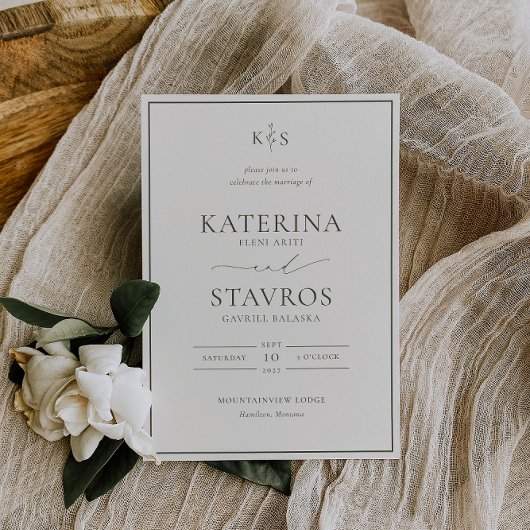 調和オリーブグリーン結婚式招待状 招待状