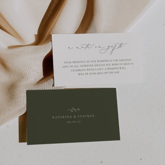 調和オリーブ結婚グリーンの贈り物のメモ エンクロージャーカード