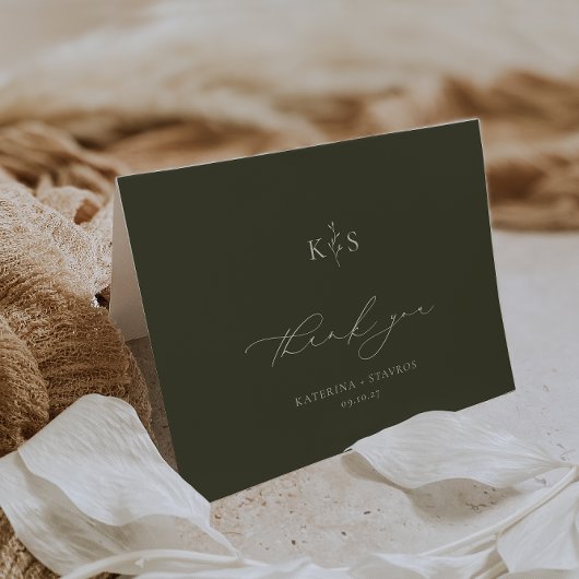 調和オリーブ結婚グリーン写真 サンキューカード